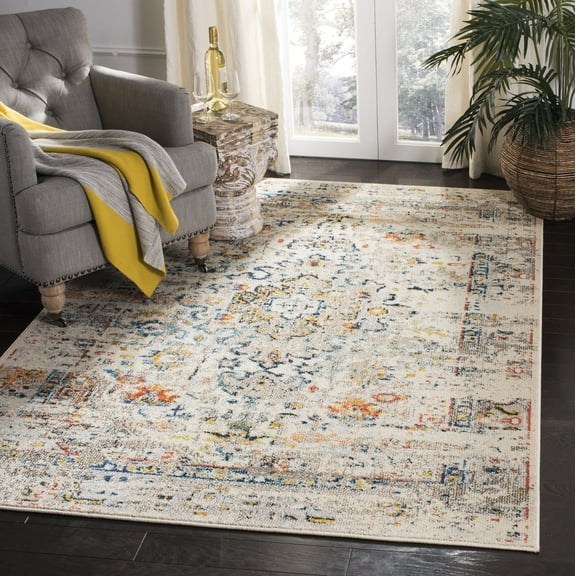 SAFAVIEH Madison Alys Vintage Traditional Area Rug, Cream/Blue, 5'3" x 7'6"