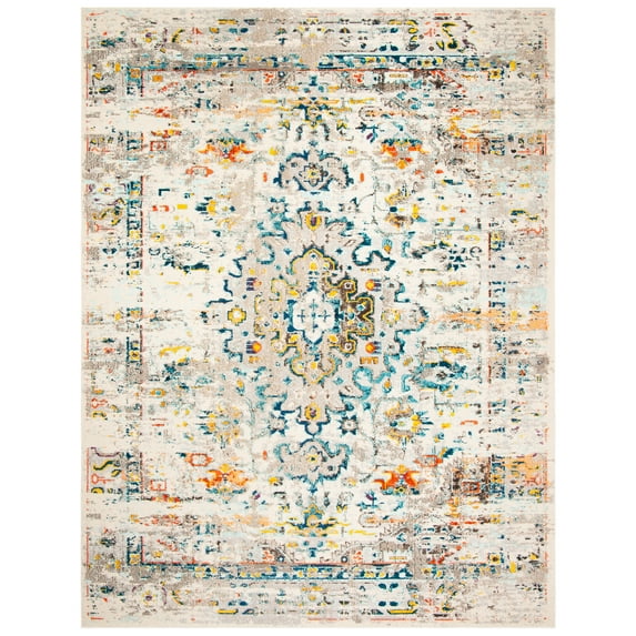 SAFAVIEH Madison Alys Vintage Traditional Area Rug, Cream/Blue, 9' x 12'