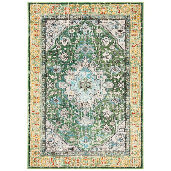 SAFAVIEH Madison Alys Vintage Traditional Area Rug, Green/Turquoise, 4' x 6'