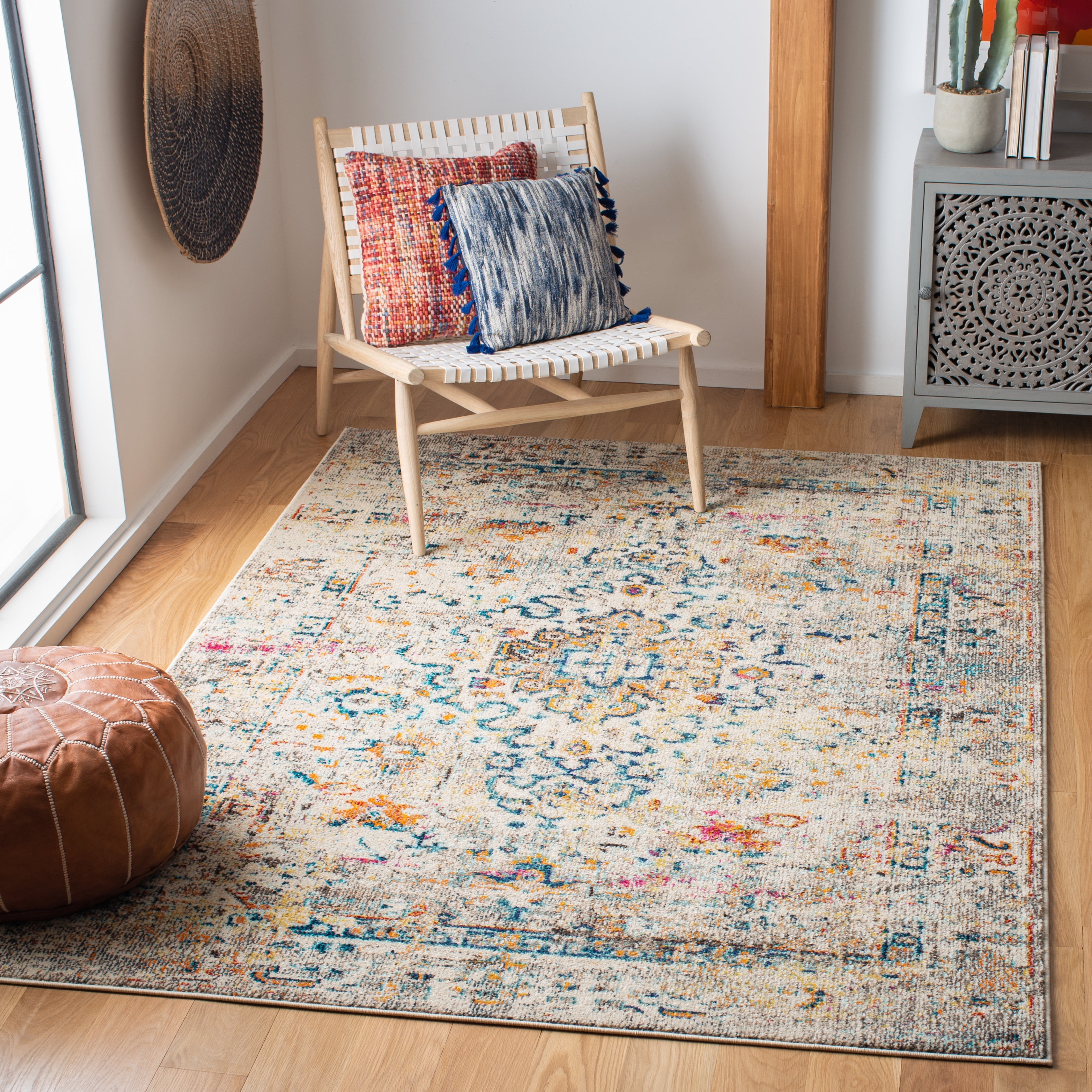 Luxor Elegance 72'' Round Gray Synthetic Easy-Care Area Rug