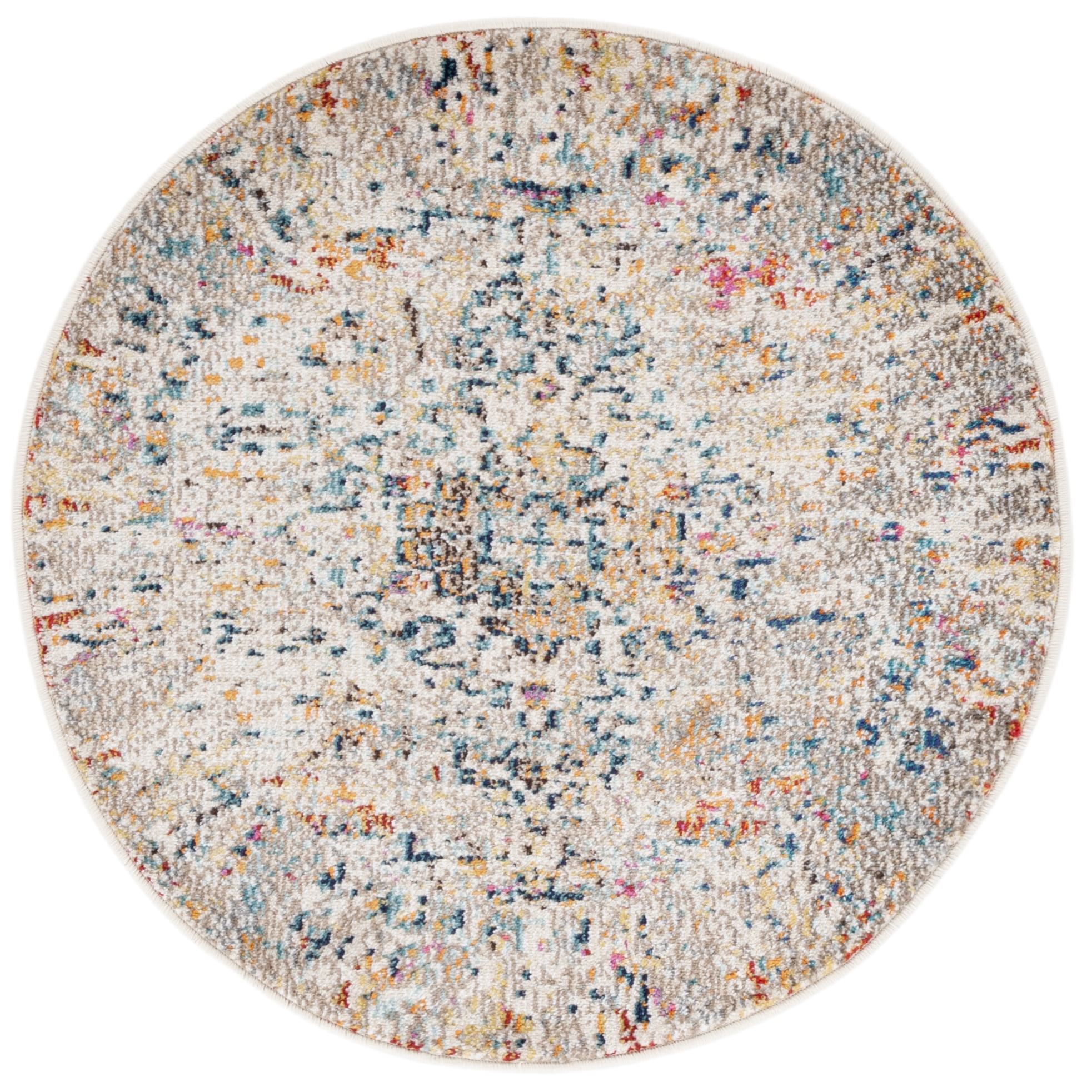 SAFAVIEH Madison Alys Vintage Traditional Area Rug, Grey/Gold, 5' x 5' Round