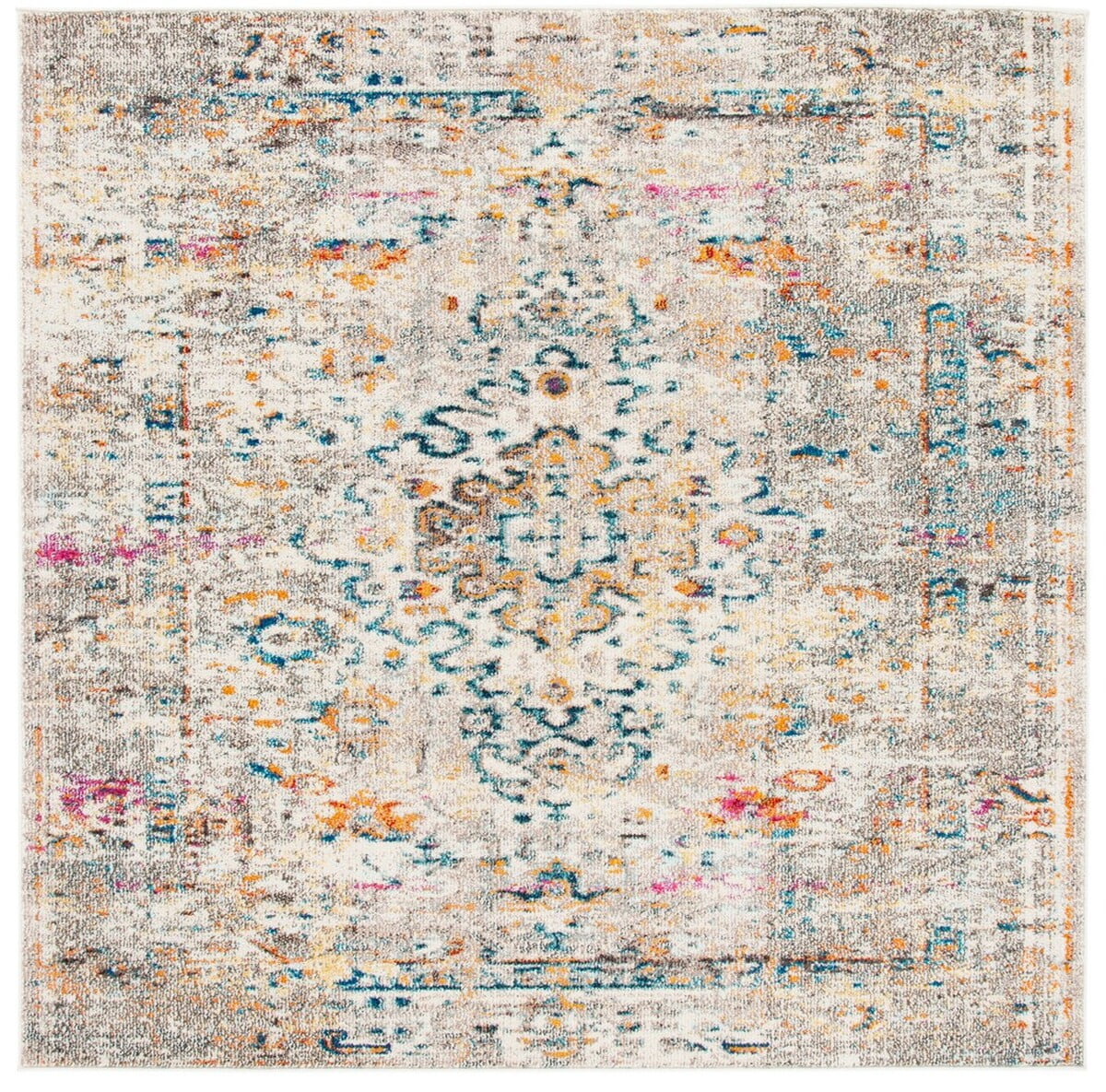 SAFAVIEH Madison Alys Vintage Traditional Area Rug, Grey/Gold, 5' x 5