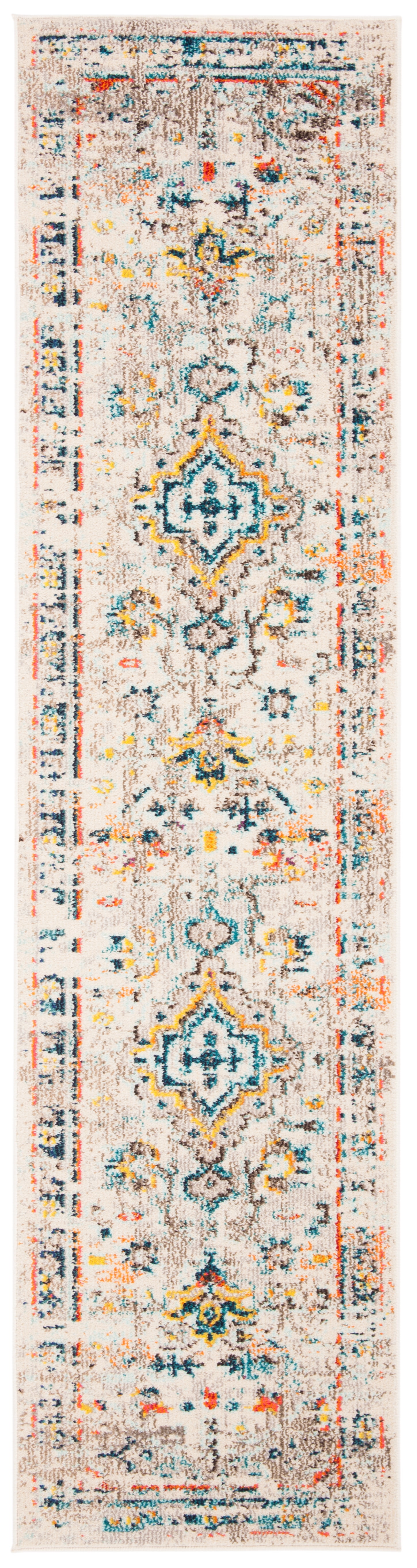 Madison Cream and Blue Distressed Runner Rug