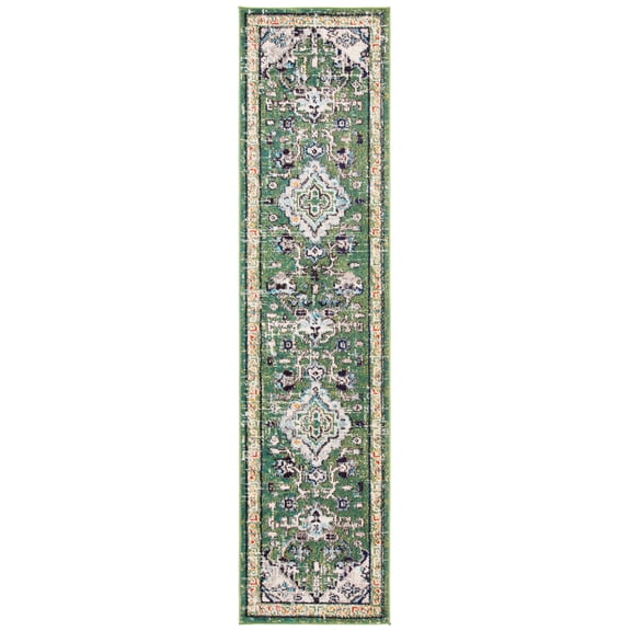SAFAVIEH Madison Alys Vintage Traditional Runner Rug, Green/Turquoise, 2' x 8'