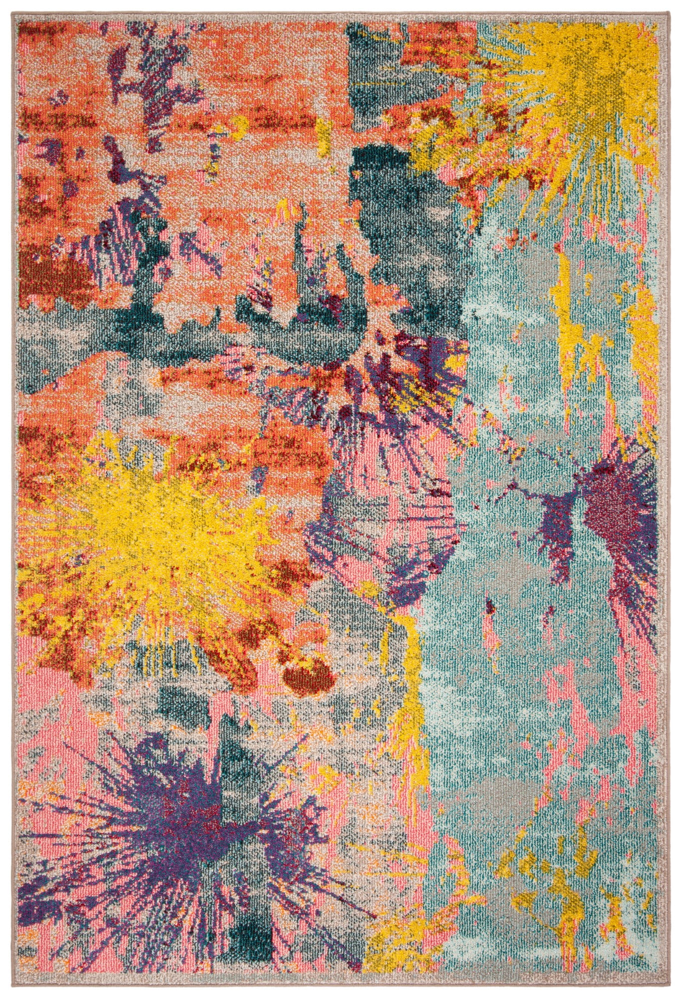 Blue and Orange Abstract Design Non-Slip Area Rug