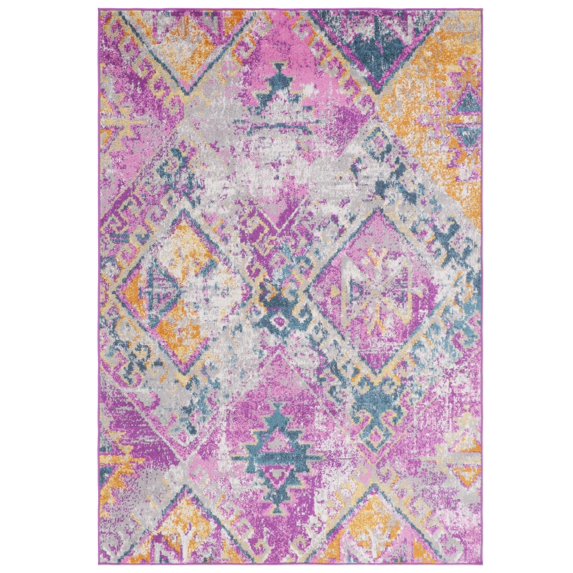 SAFAVIEH Madison Barrfind Geometric Area Rug, Fuchsia/Blue, 4' x 6'