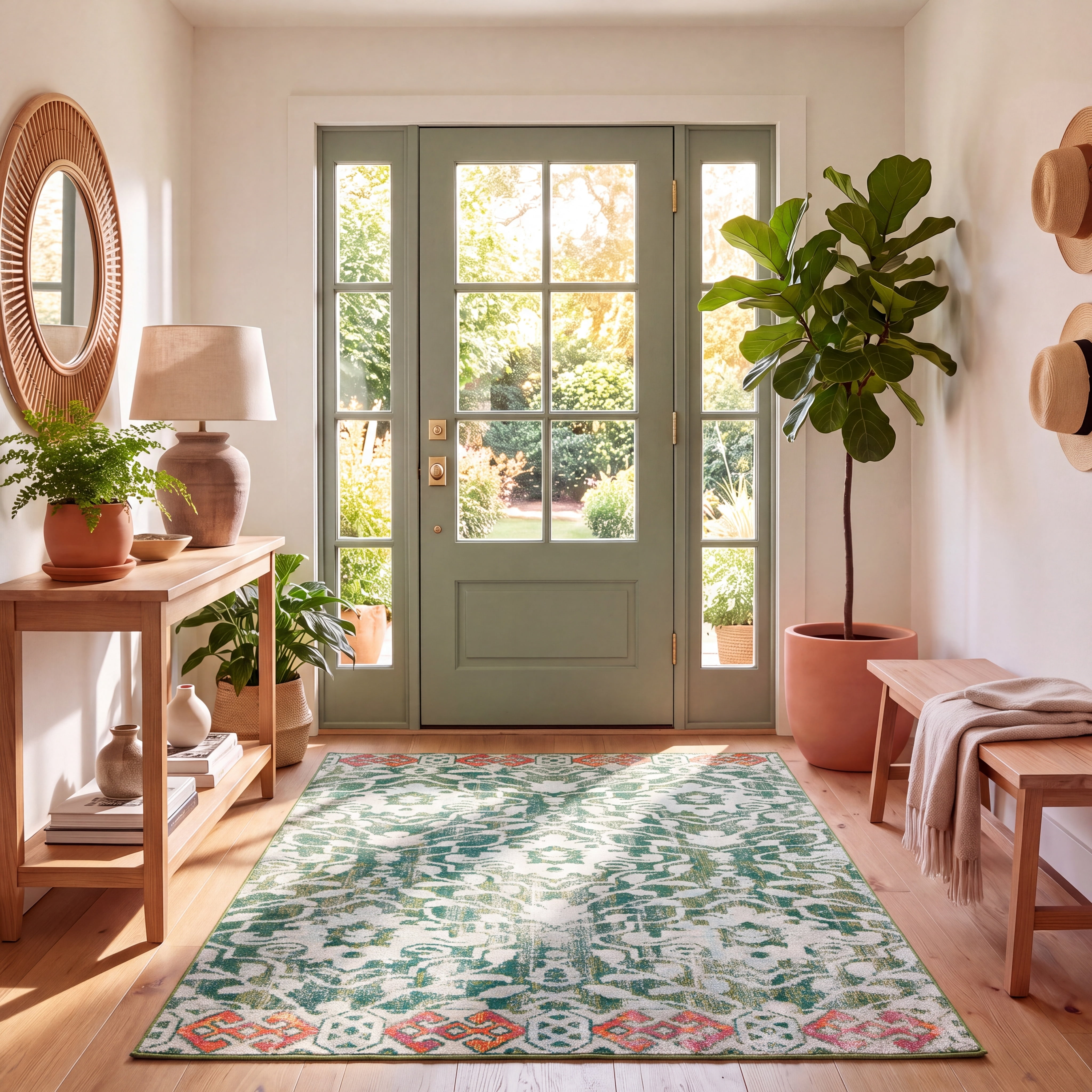 Safavieh Madison Bayon Damask Area Rug, Green/Ivory, 4' x 6'