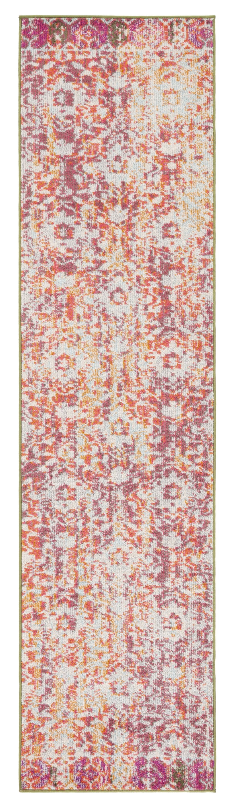 Madison Chic Ivory and Orange Synthetic 2' x 8' Runner Rug