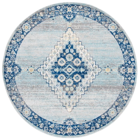 SAFAVIEH Madison Brandon Geometric Area Rug, Grey/Cream, 6'7" x 6'7" Round