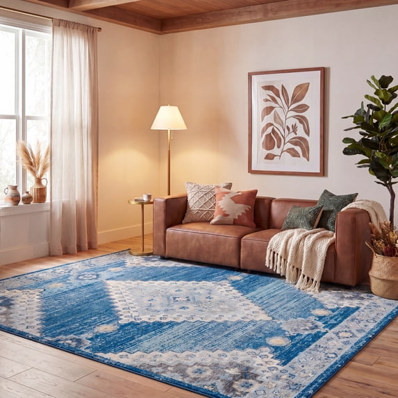 Safavieh Madison Brandon Oriental Area Rug, Navy/Creme, 8' x 10'