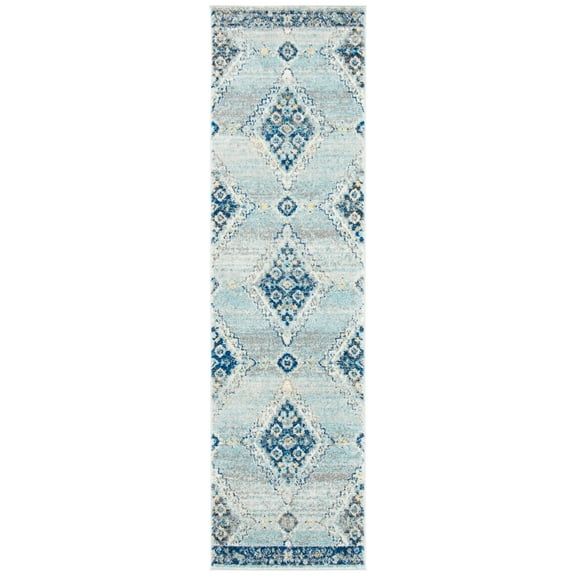 SAFAVIEH Madison Brandon Geometric Runner Rug, Grey/Cream, 2'3" x 12'