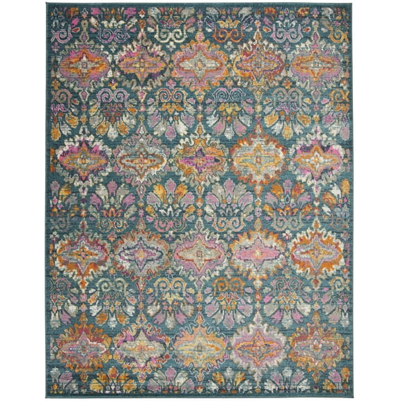 SAFAVIEH Madison Britton Geometric Floral Area Rug, Blue/Orange, 10' x 14'