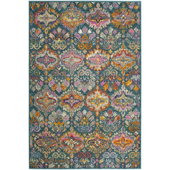 SAFAVIEH Madison Britton Geometric Area Rug, Blue/Orange, 4' x 6'