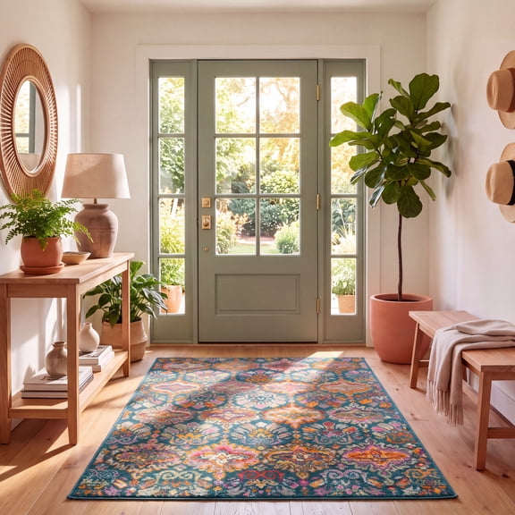 Safavieh Madison Britton Geometric Area Rug, Blue/Orange, 5'1" x 7'6"