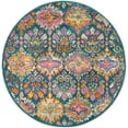 thumbnail image 1 of SAFAVIEH Madison Britton Geometric Floral Area Rug, Blue/Orange, 6'7" x 6'7" Round, 1 of 6