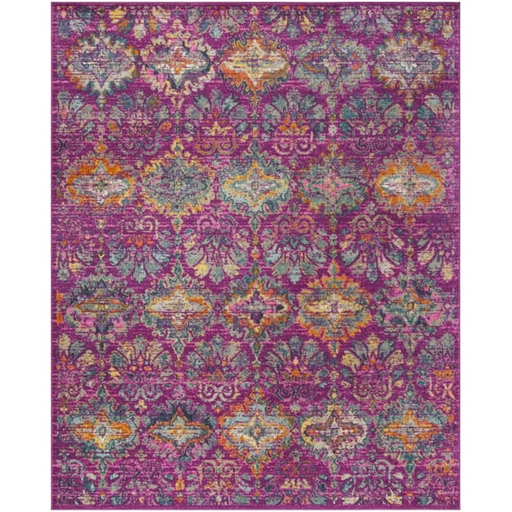 SAFAVIEH Madison Britton Geometric Floral Area Rug, Fuchsia/Blue, 5'1" x 7'6"