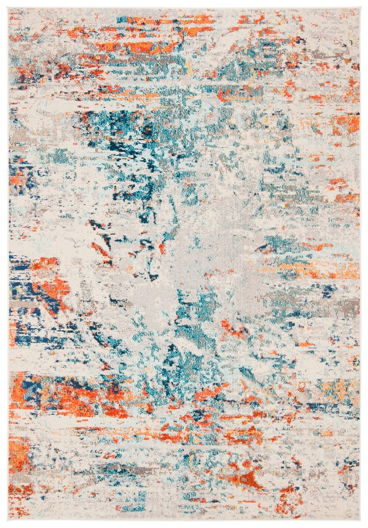 Madison Blue and Orange Flat Woven Synthetic Area Rug