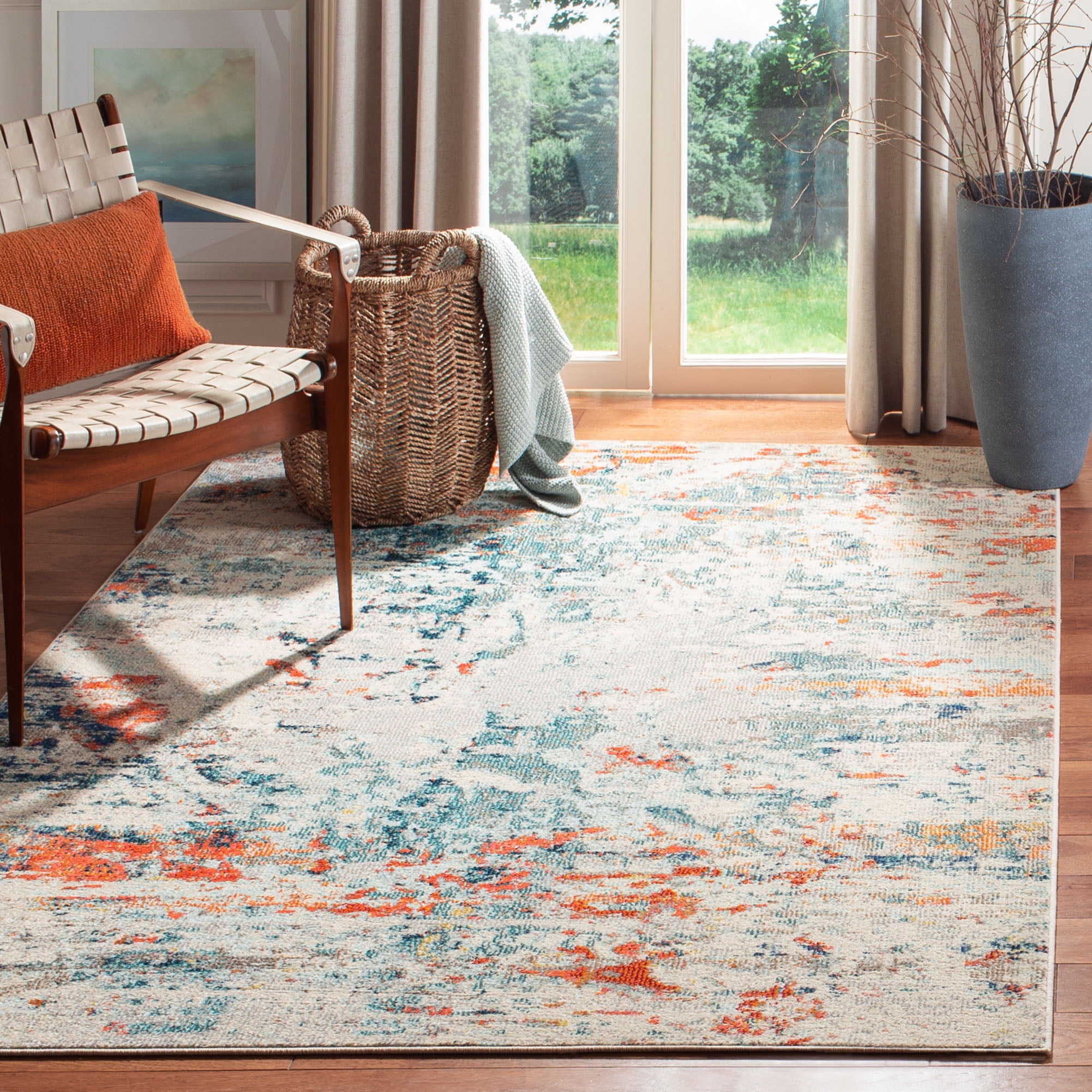 Sunset Glow Round Synthetic 59" Easy-Care Area Rug