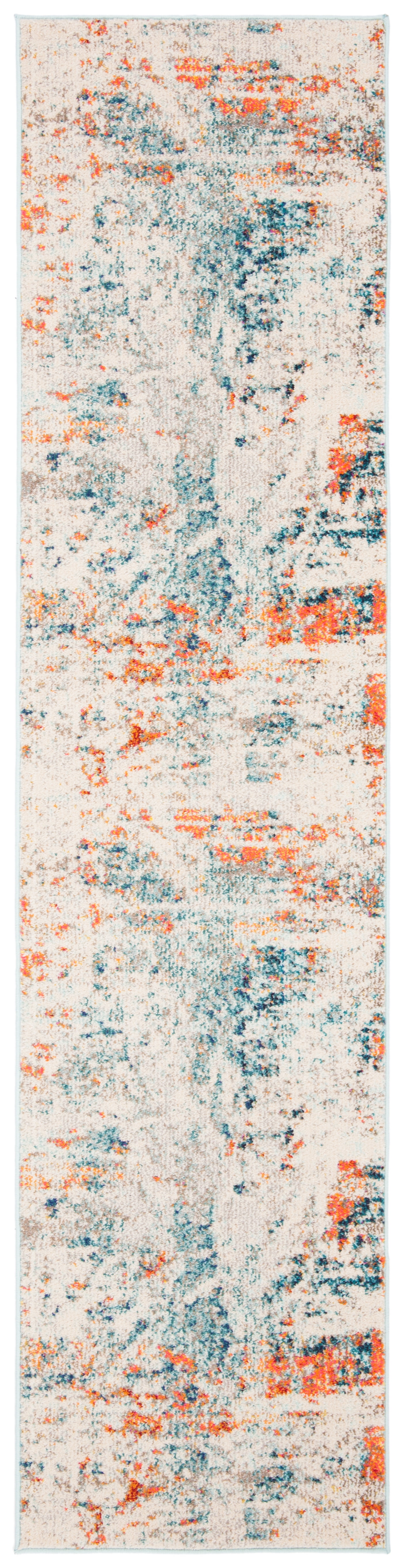 Chic Metro-Mod Orange Cream 2' x 8' Synthetic Runner Rug