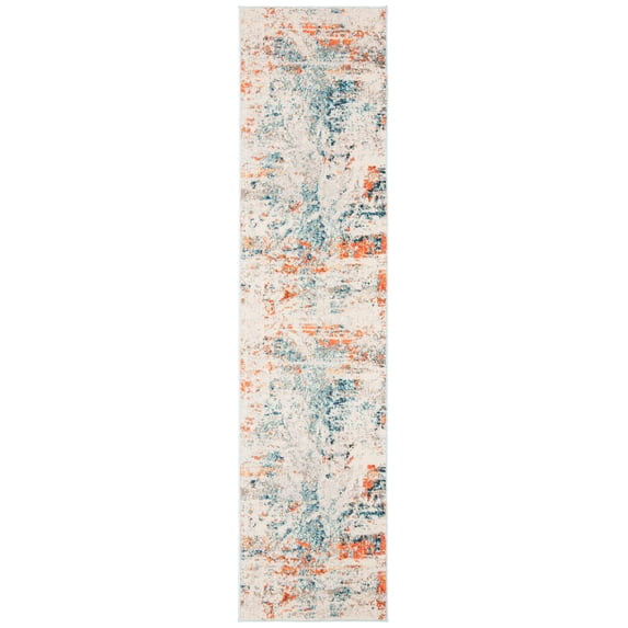 SAFAVIEH Madison Brooke Vintage Abstract Runner Rug, Cream/Orange, 2' x 8'