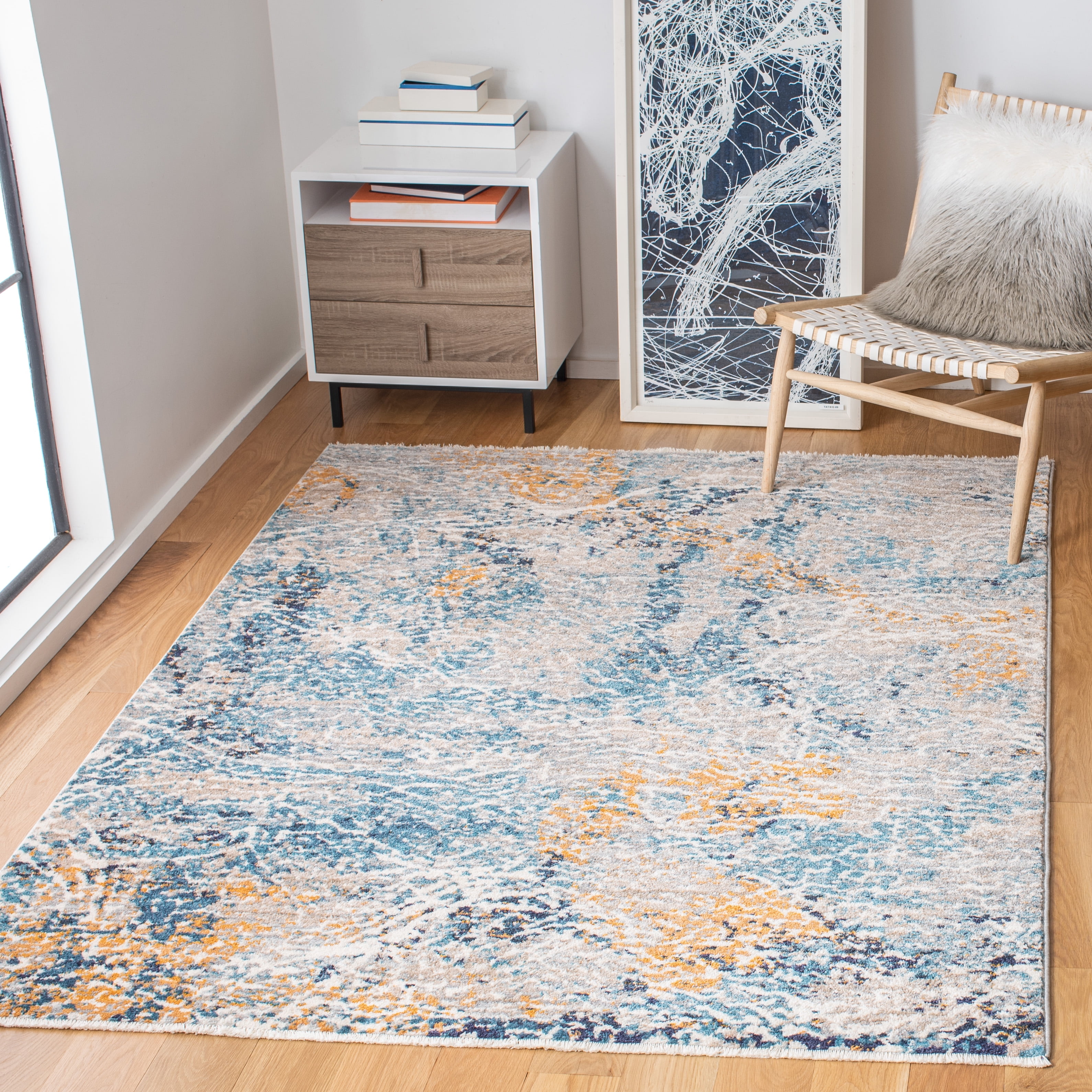 Metro-Mod Chic 79" Square Gray Synthetic Area Rug