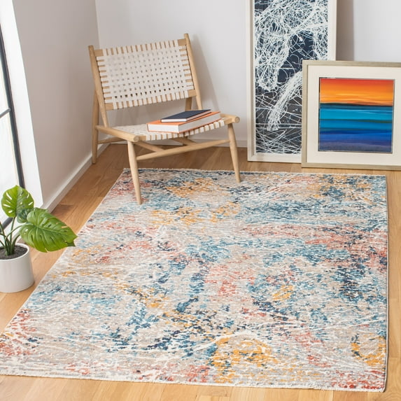 SAFAVIEH Madison Bryon Abstract Area Rug, Grey/Orange, 5'3" x 7'6"