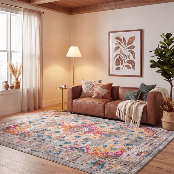 Safavieh Madison Caden Oriental Area Rug, Gray/Fuchsia, 8' x 10'