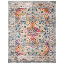 SAFAVIEH Madison Caden Floral Bordered Area Rug, Grey/Fuchsia, 9' x 12'