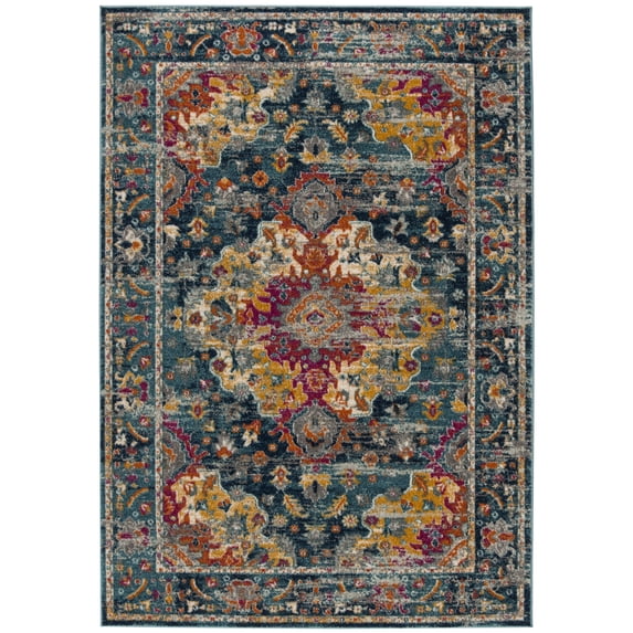SAFAVIEH Madison Caden Floral Bordered Area Rug, Teal/Fuchsia, 2'3" x 4'