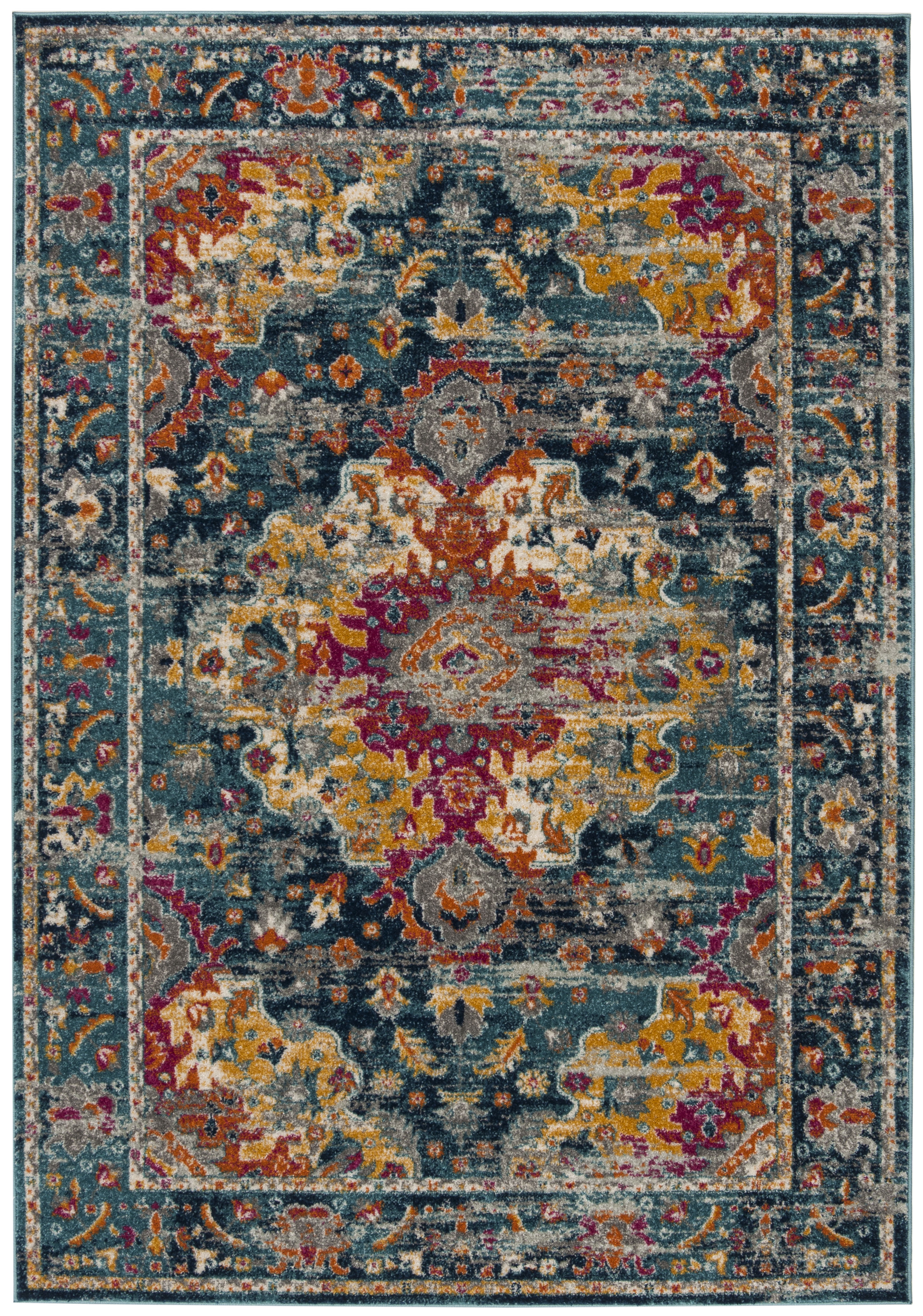 Teal and Fuchsia Flat Woven Synthetic Area Rug, 3' x 5'