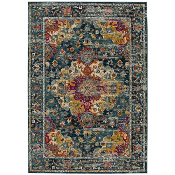 SAFAVIEH Madison Caden Floral Bordered Area Rug, Teal/Fuchsia, 4' x 6'