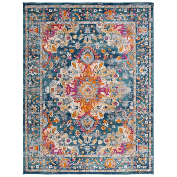 SAFAVIEH Madison Caden Floral Bordered Area Rug, Teal/Fuchsia, 8' x 10'