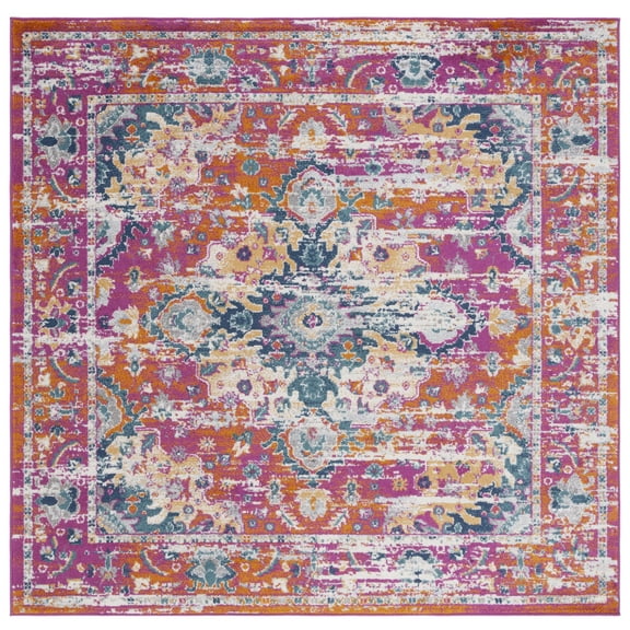 SAFAVIEH Madison Caden Oriental Area Rug, Fuchsia/Gold, 3' x 3' Square