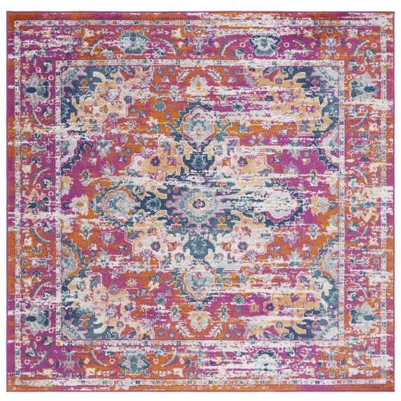 SAFAVIEH Madison Caden Oriental Area Rug, Fuchsia/Gold, 9' x 9' Square