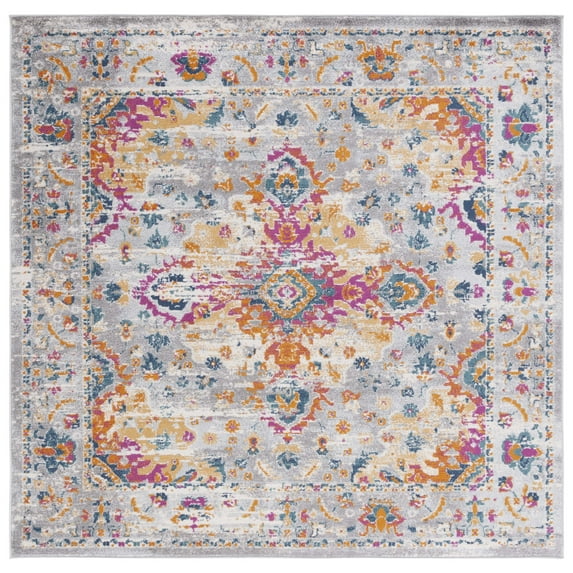 SAFAVIEH Madison Caden Oriental Area Rug, Grey/Fuchsia, 8' x 8' Square