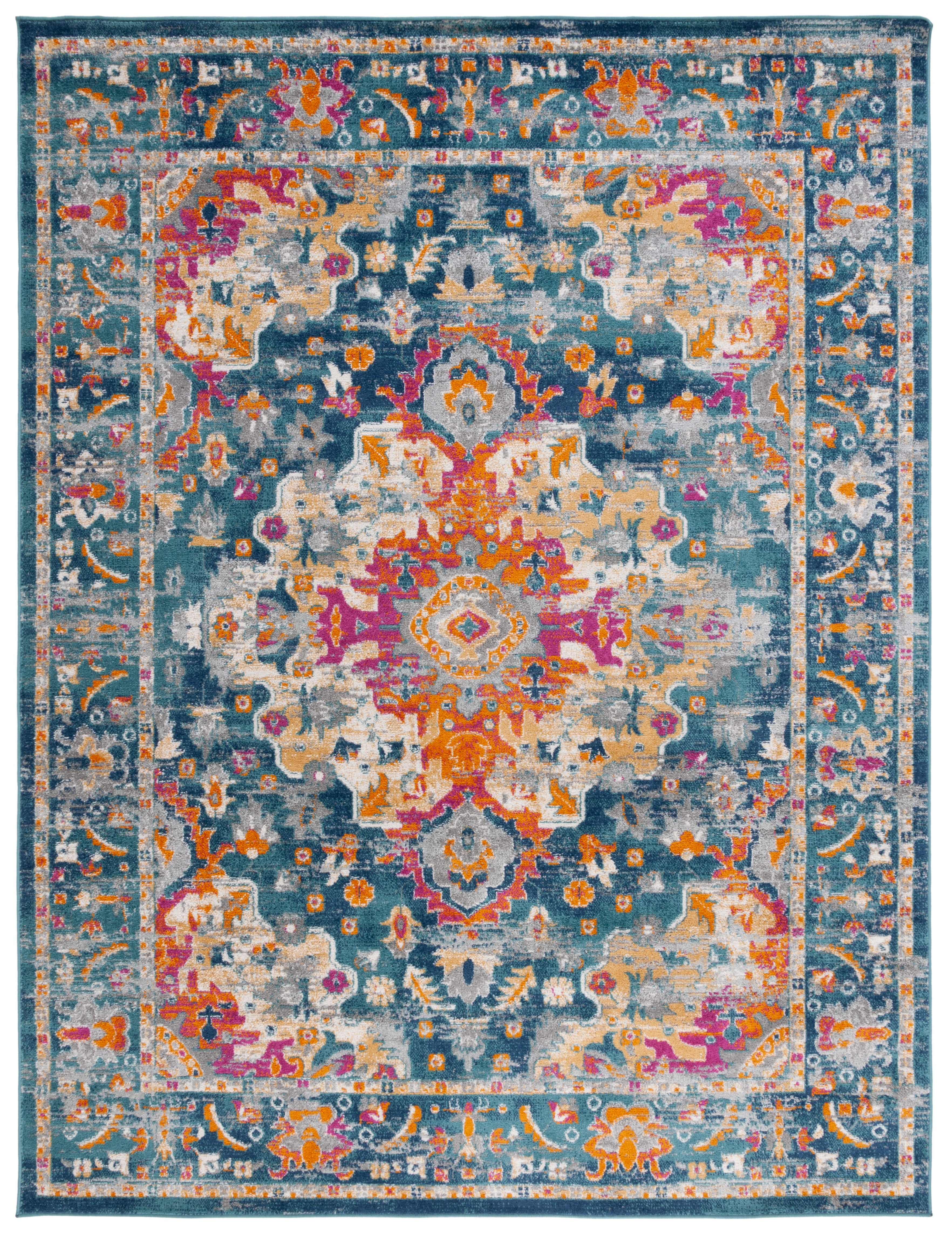 SAFAVIEH Madison Caden Oriental Area Rug, Teal/Fuchsia, 11' x 15'