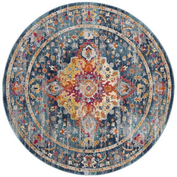 SAFAVIEH Madison Caden Oriental Area Rug, Teal/Fuchsia, 9' x 9' Round
