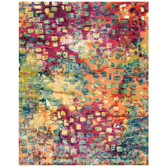 SAFAVIEH Madison Candelario Abstract Area Rug, Fuchsia/Gold, 12' x 15'