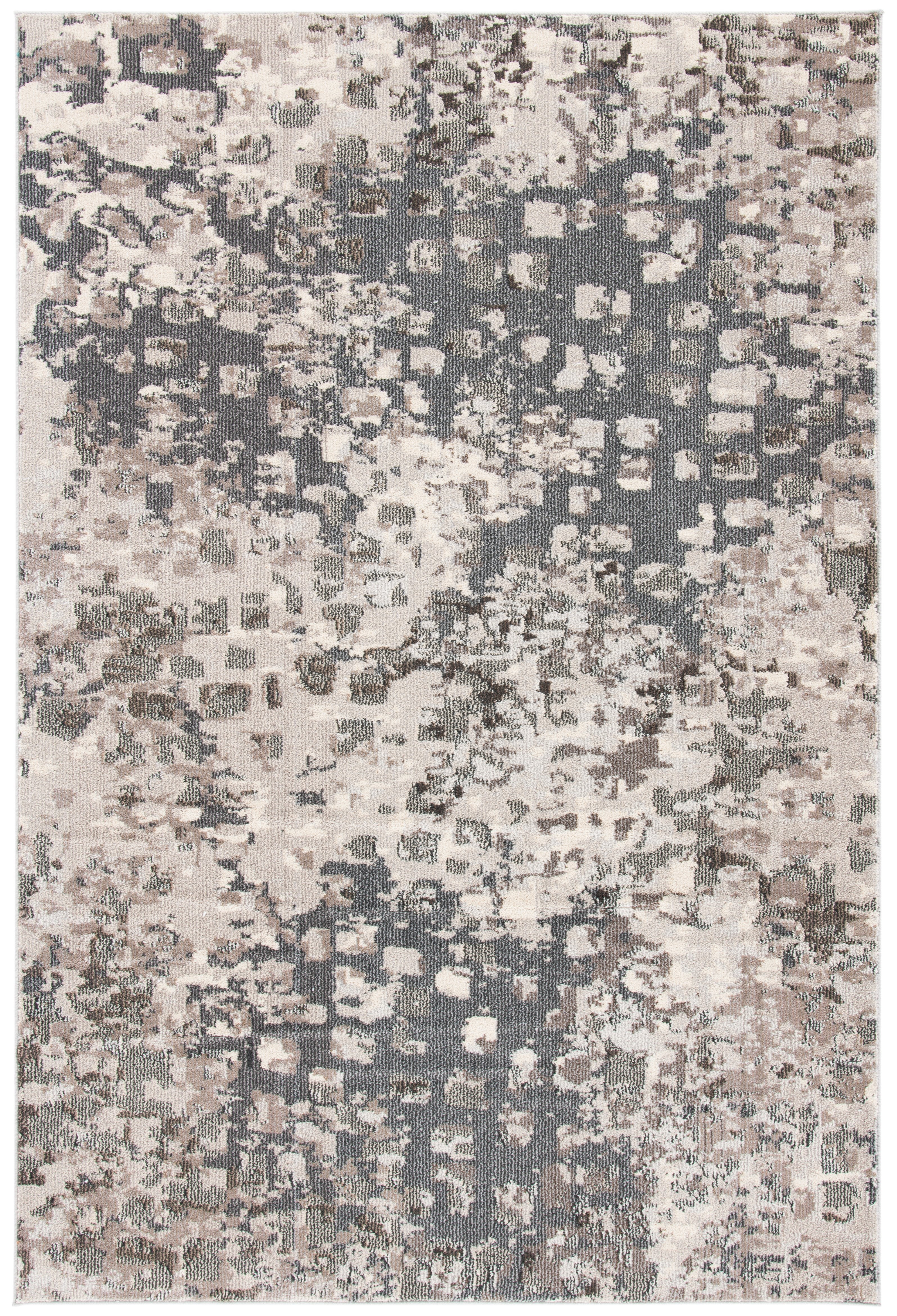 Chic Metro-Mod 2'2" x 4' Grey & Beige Synthetic Area Rug