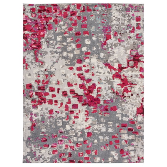 SAFAVIEH Madison Candelario Abstract Area Rug, Grey/Red, 9' x 12'
