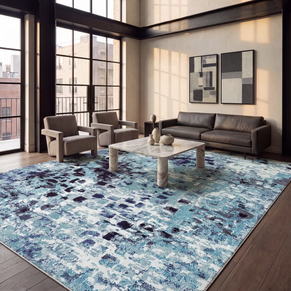 Safavieh Madison Candelario Abstract Area Rug, Turquoise/Navy, 10' x 14'