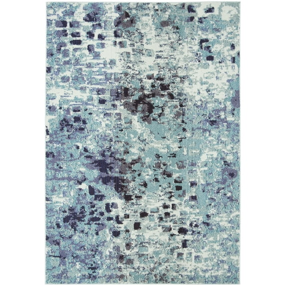 SAFAVIEH Madison Candelario Abstract Area Rug, Turquoise/Navy, 5'3" x 7'6"