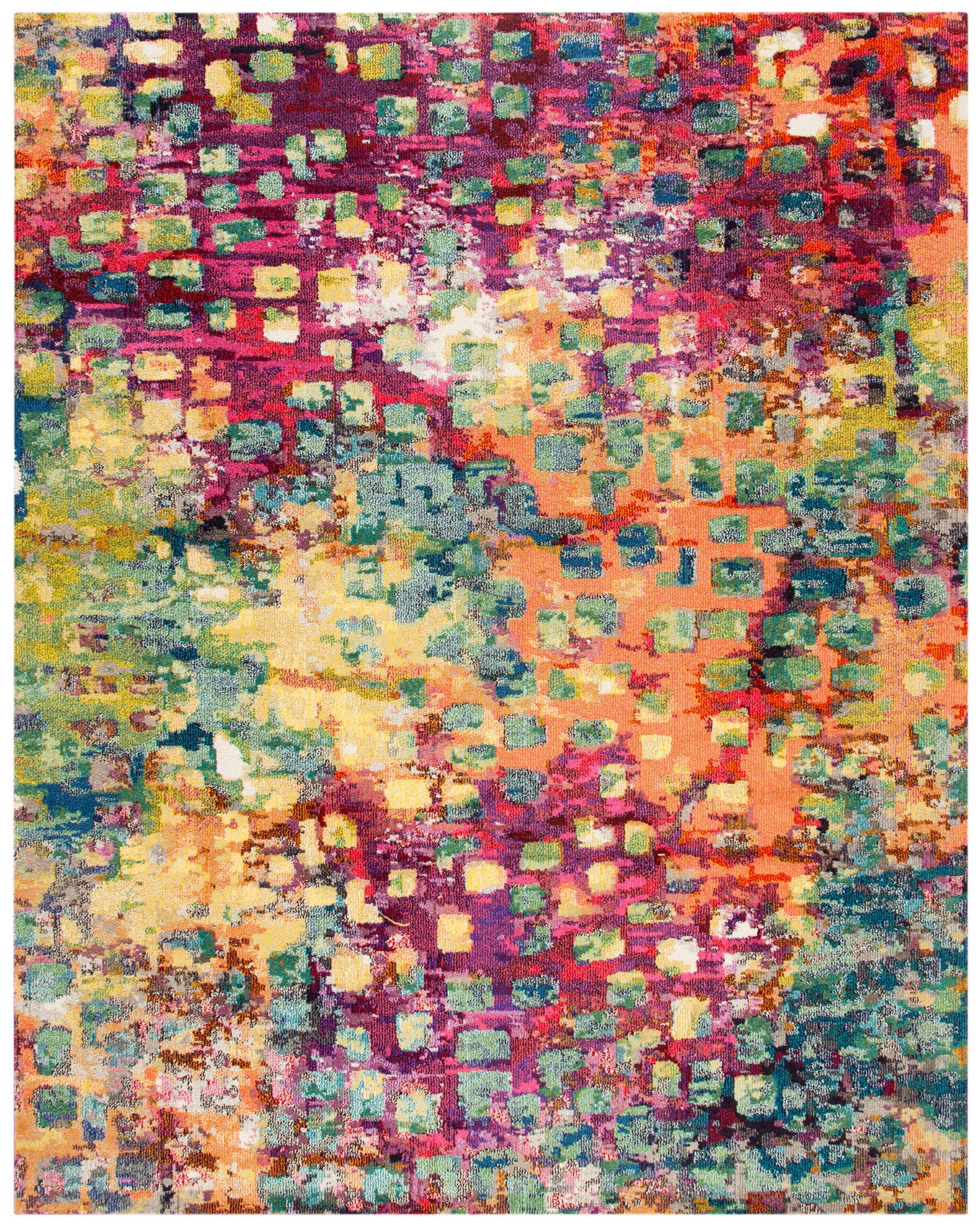 SAFAVIEH Madison Candelario Abstract Polka Dots Area Rug, Fuchsia/Gold, 8' x 10'
