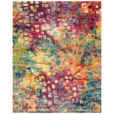 SAFAVIEH Madison Candelario Abstract Polka Dots Area Rug, Fuchsia/Gold, 8' x 10'