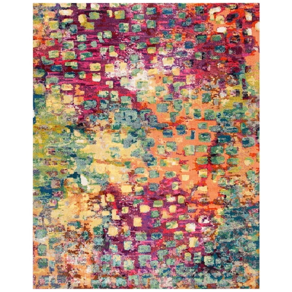 SAFAVIEH Madison Candelario Abstract Polka Dots Area Rug, Fuchsia/Gold, 8' x 10'