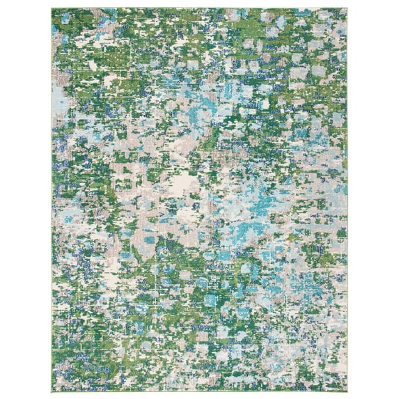 SAFAVIEH Madison Candelario Abstract Polka Dots Area Rug, Green/Turquoise, 12' x 15'
