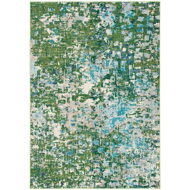 SAFAVIEH Madison Candelario Abstract Polka Dots Area Rug, Green/Turquoise, 5'3" x 7'6"