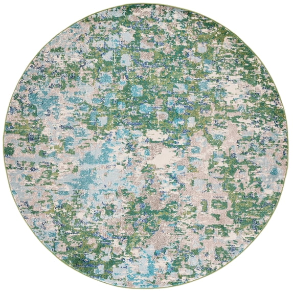 SAFAVIEH Madison Candelario Abstract Polka Dots Area Rug, Green/Turquoise, 5' x 5' Round