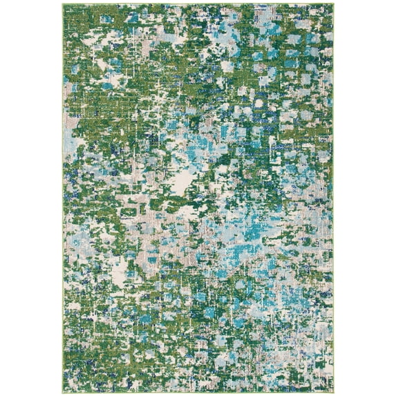 SAFAVIEH Madison Candelario Abstract Polka Dots Area Rug, Green/Turquoise, 6' x 9'