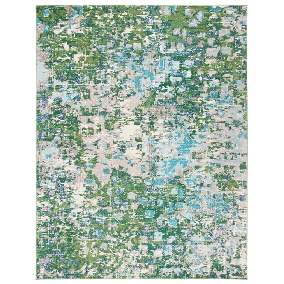 SAFAVIEH Madison Candelario Abstract Polka Dots Area Rug, Green/Turquoise, 8' x 10'